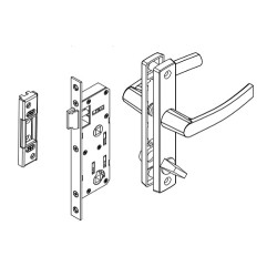 Замок врезной WC-25 мм. c гарнитуром PINAR (KKV/UD) и ответкой  коричневый (RAL8022)