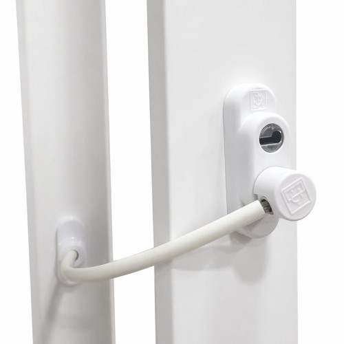 Замок безопасности на окна/двери (с тросиком) белый